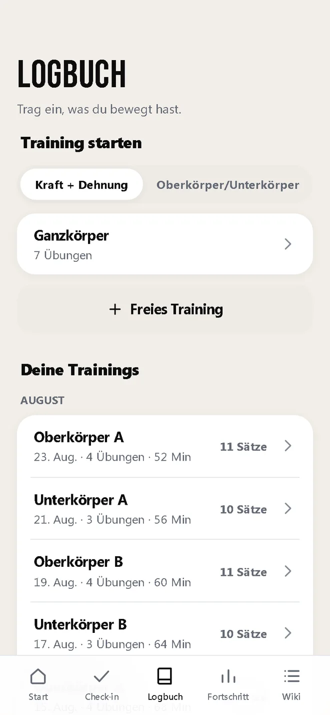 Logbuch in der PRAVIT App