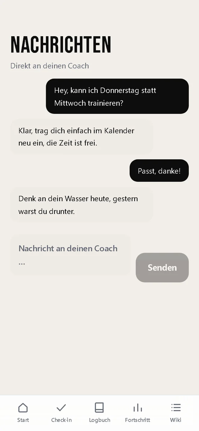 PRAVIT App: Nachrichten an den Coach