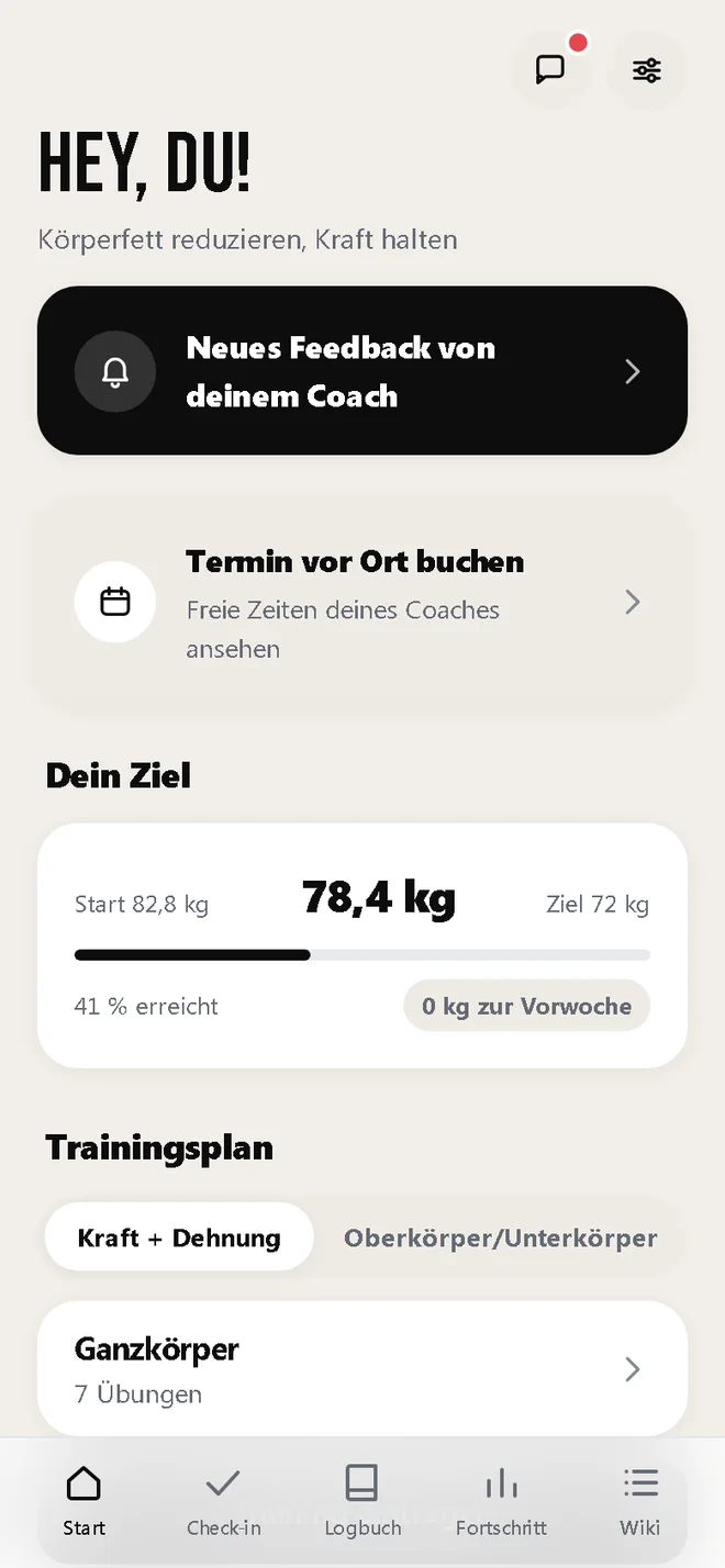 Startseite der PRAVIT App